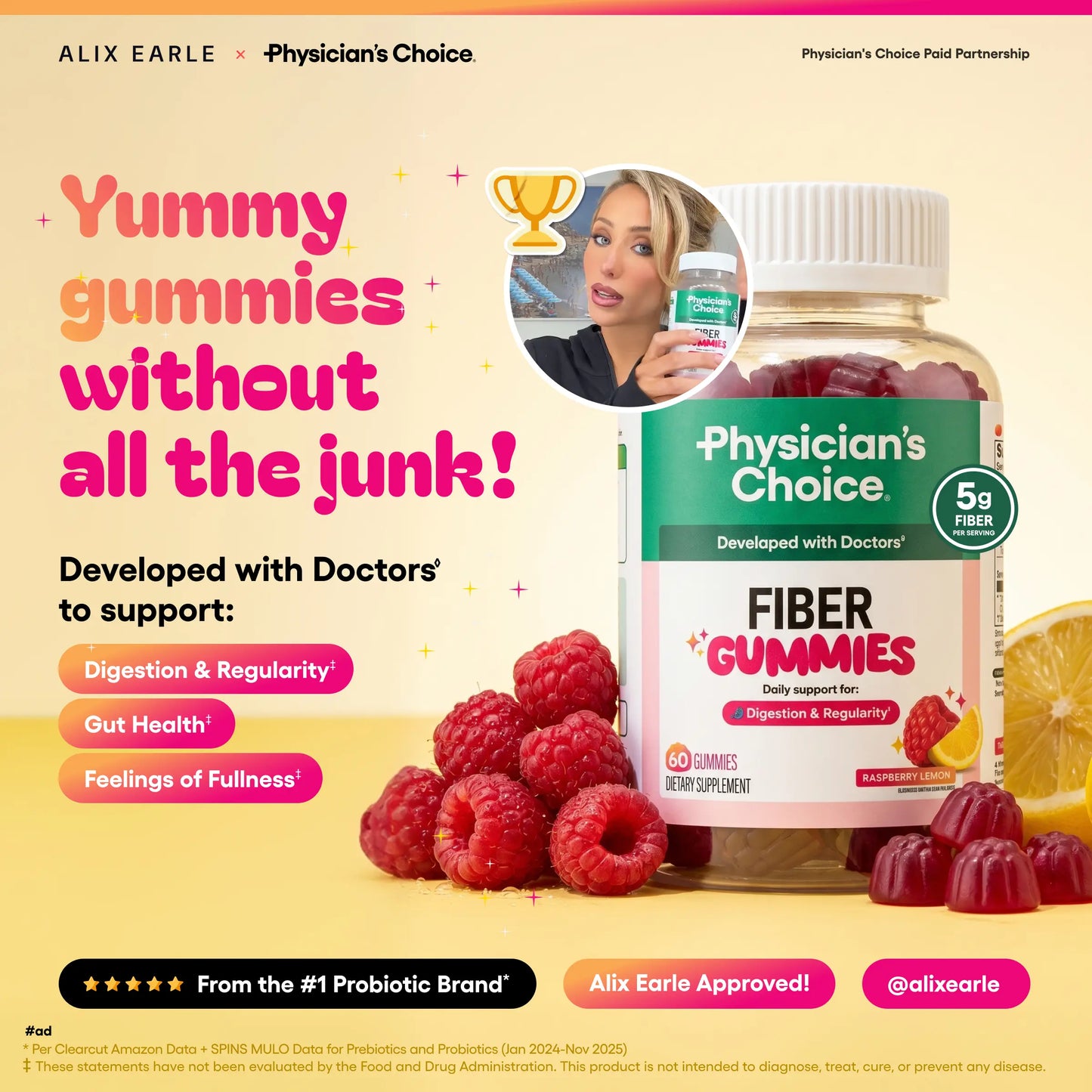 Physician’s Choice Fiber Gummies for Digestive Health & Regularity