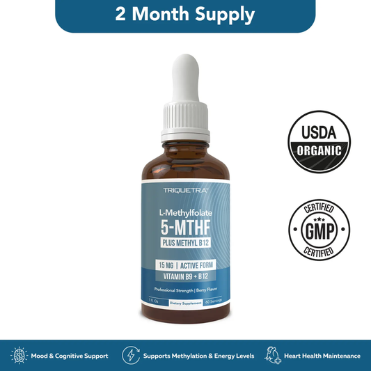 L- Methylfolate 15mg + B12 Pro Strength: Supports Mood, Methylation, & Cognition